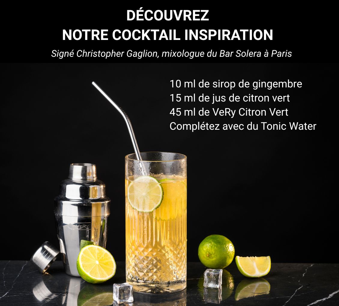 Découvrez le cocktail à base de VeRy Citron Vert imaginé par Christopher Gaglione