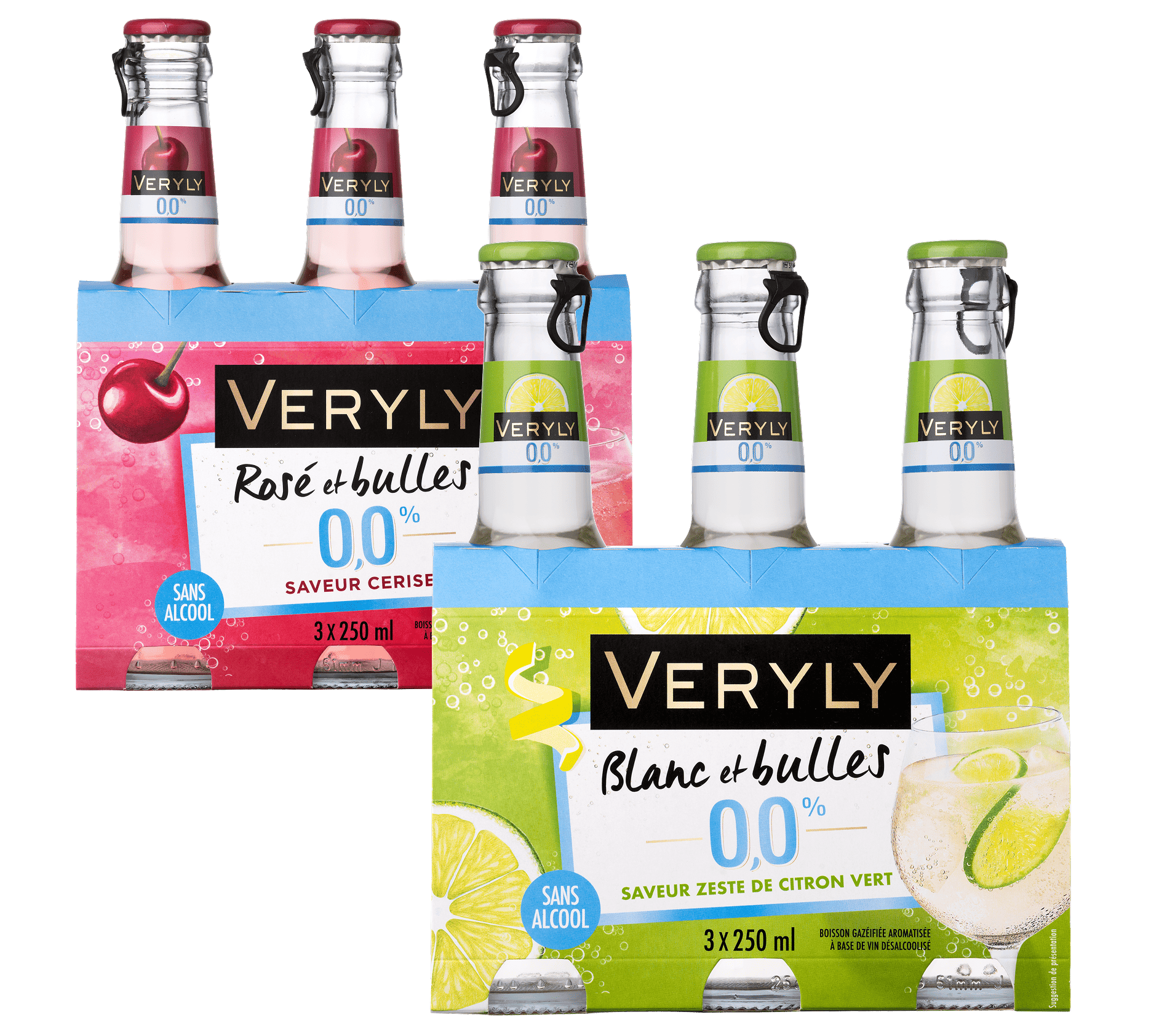Packs par 3 de Veryly saveur Cerise et Zeste de Citron vert